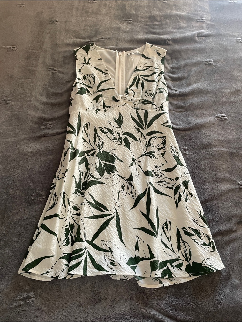 Abercrombie & Fitch White Mini Dress with Green Leaf Print